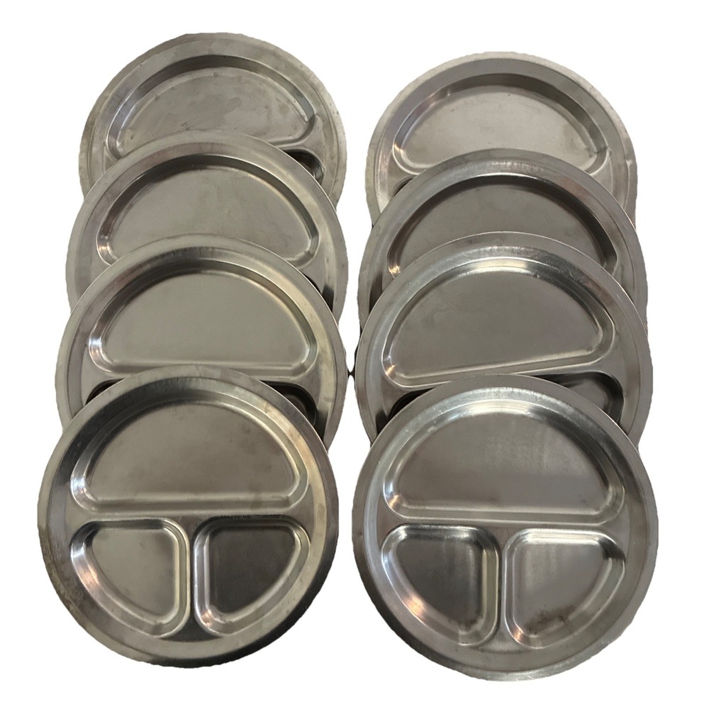 Vintage Compartment Food Tray Stainless Steel LA County Cafeteria Polar 11" (8)